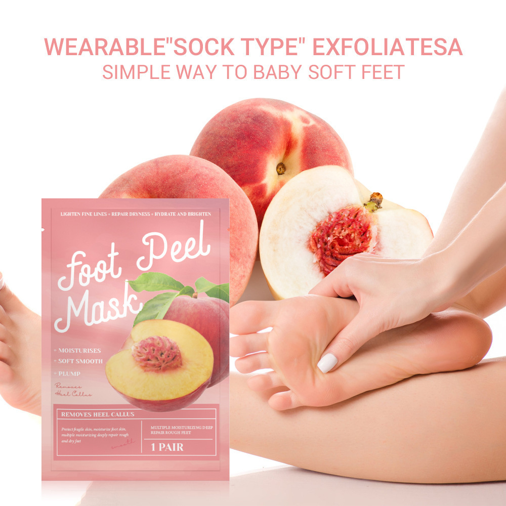 Peach Foot Mask Dead Skin Removing and Moisturizing Foot Mask Exfoliating and Softening Foot Care Set