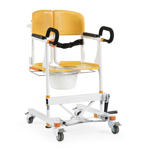 Multi-purpose Manual Folding and Movable Lift Chair Wheelchair Shower Chair Commode Toilet  Patient Transfer Chair