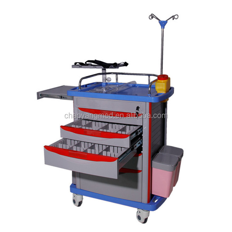 Medical Hospital Furniture ABS Plastic Hospital Used Medicine Trolley Cash Cart Emergency Cart CY-D411