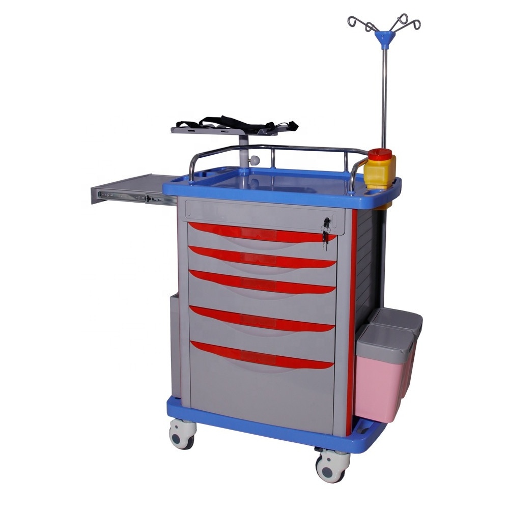 Medical Hospital Furniture ABS Plastic Hospital Used Medicine Trolley Cash Cart Emergency Cart CY-D411