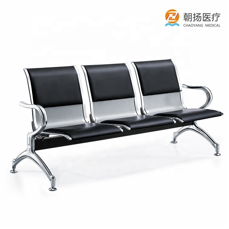 hot sales  hospital waiting room stainless steel 3-seater waiting chair