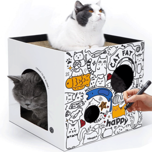 New Design Corrugated Card Board Play Carton Scratcher Indoor Home Cat House for Cats and Dogs