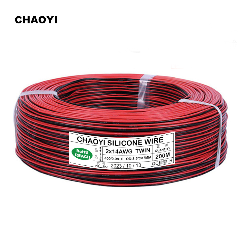 Free Sample Flexible 2Pin Flat Ribbon Silicone Wire Cable 8 10 12 14 16 18 20 22 24 26 28AWG Silicone Twin Wire For RC Aircraft