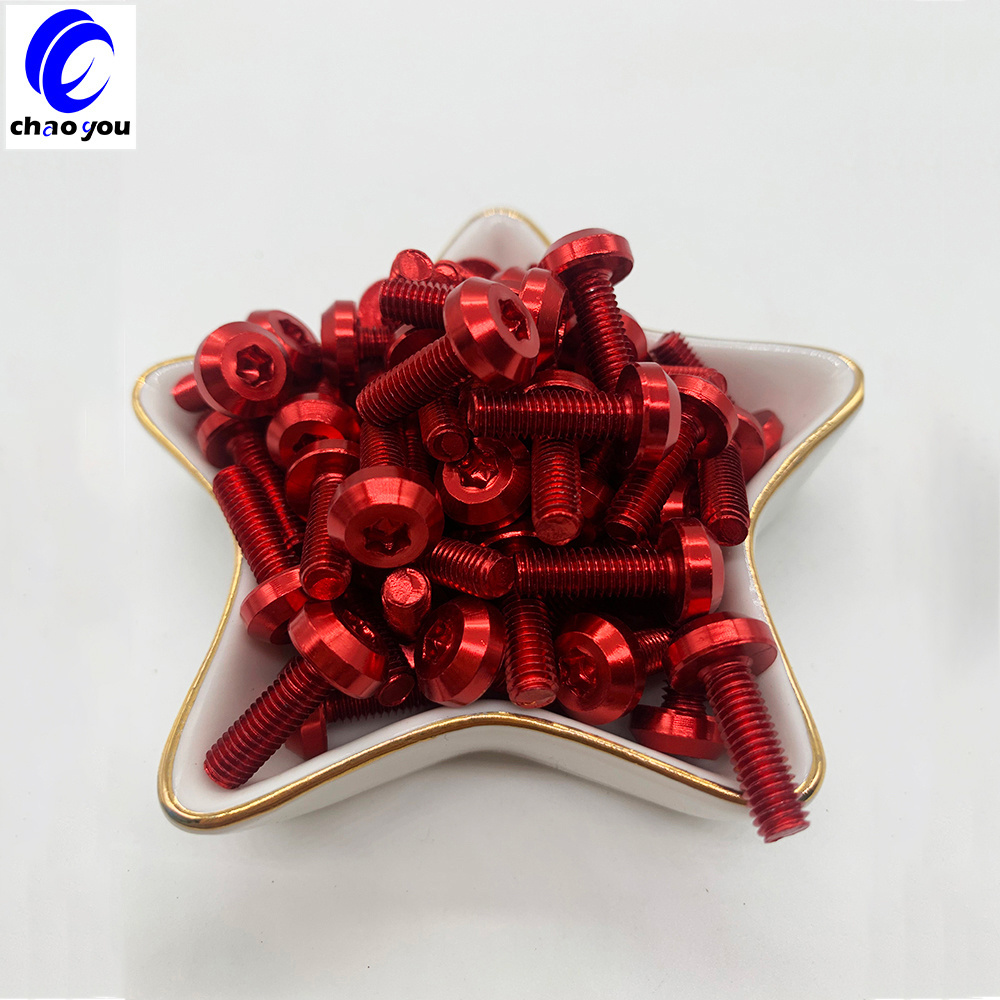 Red Burnt Titanium Bolts Motorcycle Modified Flange Screws M6  YZF-R1 R3 R6 R15 03 Titanium Hex Screws for Motorcycles