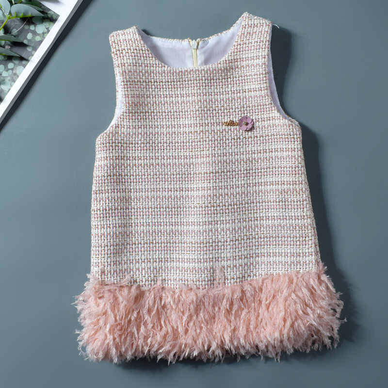 Brand New Infant Floral Vest Feather Baby Striped Sequin Princess Girl Tulle Dress