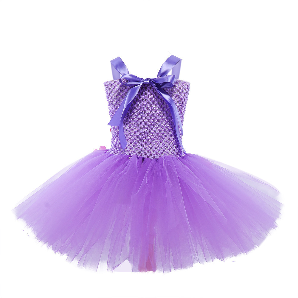 2023 New Design Purple Butterfly Lace Tulle Girl Dress Up Tutu Skirt Princess Dress Can be Worn with Accessories