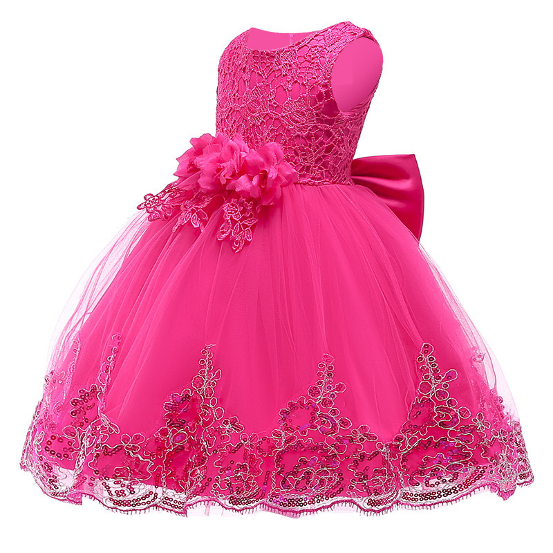 2-12 Years Girl Sequin Embroidered Wedding Dress Evening Princess Dress Kids Lovely Birthday Party Tutu Dresses