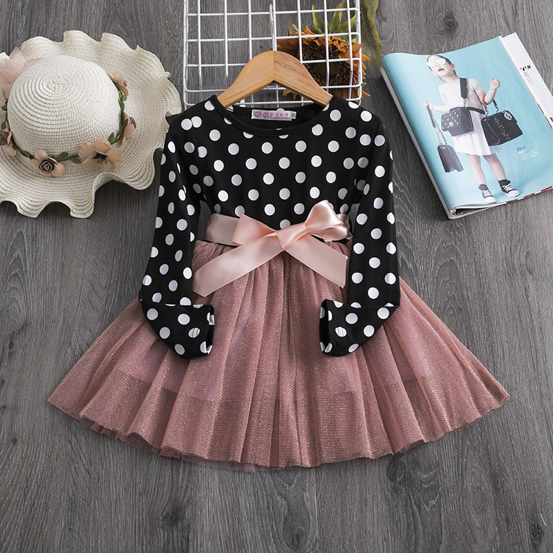 Latest Design New Arrival Baby Girl Dot Dress Spring Fall Kids Dresses Casual Princess Dress Baby Girl Clothing