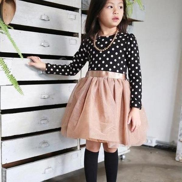 Latest Design New Arrival Baby Girl Dot Dress Spring Fall Kids Dresses Casual Princess Dress Baby Girl Clothing