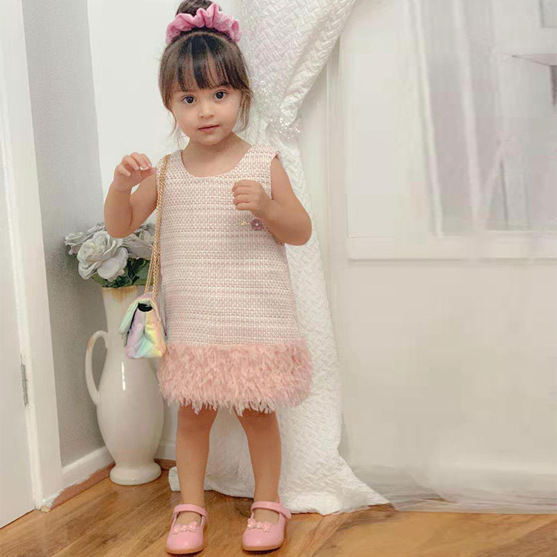 Brand New Infant Floral Vest Feather Baby Striped Sequin Princess Girl Tulle Dress