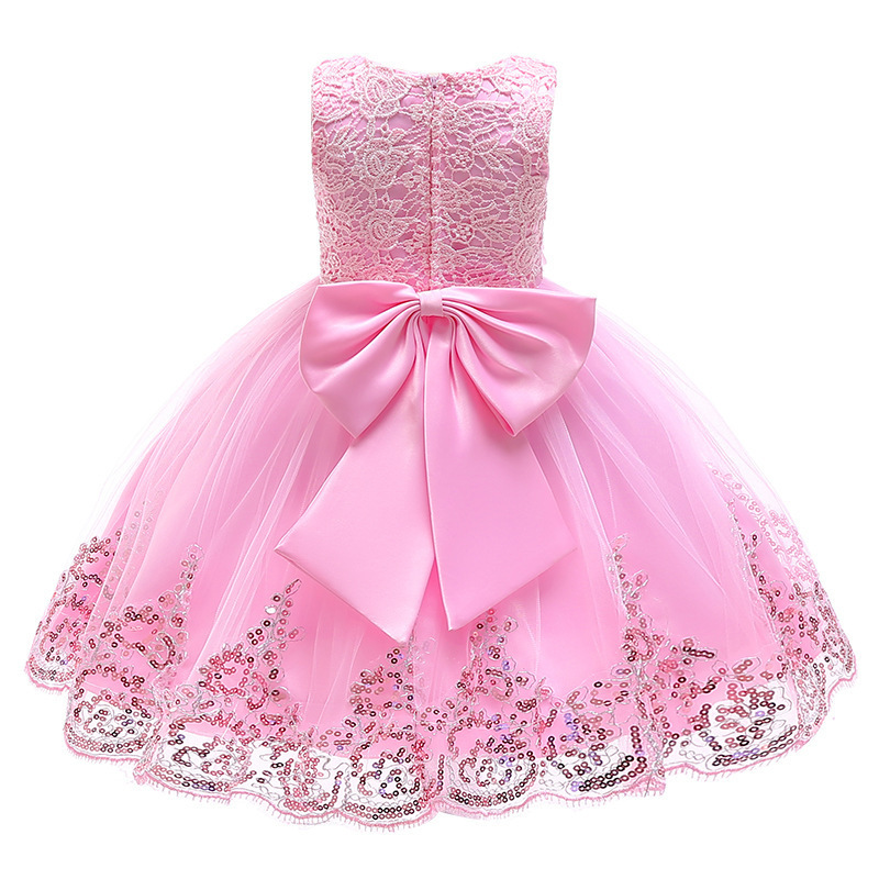 2-12 Years Girl Sequin Embroidered Wedding Dress Evening Princess Dress Kids Lovely Birthday Party Tutu Dresses