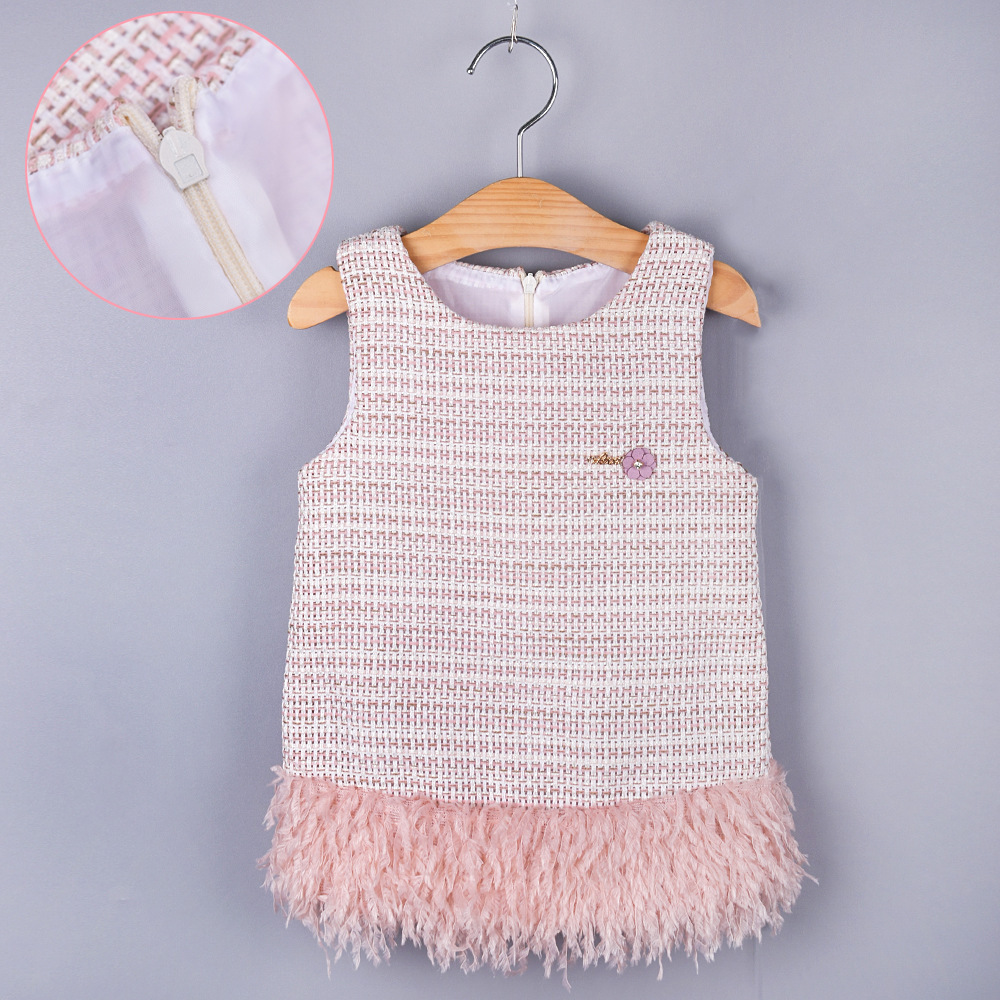 Brand New Infant Floral Vest Feather Baby Striped Sequin Princess Girl Tulle Dress