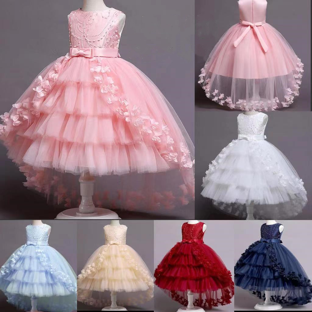 Customization Hot Selling Cotton Dress Girls Kids Tutu Dress Flower Kids Girls Banquet Show Party Princess Dress