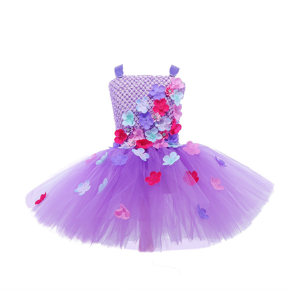 2023 New Design Purple Butterfly Lace Tulle Girl Dress Up Tutu Skirt Princess Dress Can be Worn with Accessories