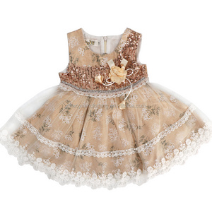 Fancy Summer Cotton Frock Tulle Sleeveless Design 7 Month Little Girls Floral Baby Dress