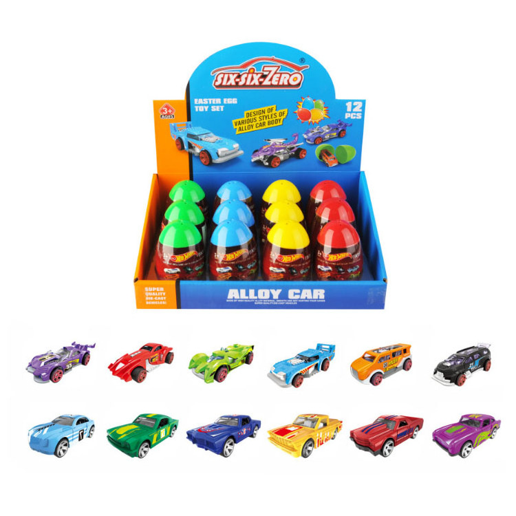 Egg Toy 12pcs/box Alloy Sports Car 12 Eggs 12 Car Mix Diecast Racing Car Display BOX Metal Mini Unisex No Battery Accepted 576