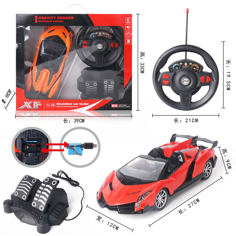 4 Channel Remote Control Gravity Sensor Steering Wheel Car Toy with Light 1 16 4 Electric Plastic Window BOX 24 Rc Cars 1:16 20m