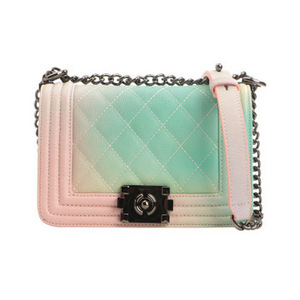 China Wholesale 2019 New Styles Rainbow Rhombic Lattice Jing Pin Women Chain Bags Mini Genuine Leather Shoulder Bag For Ladies