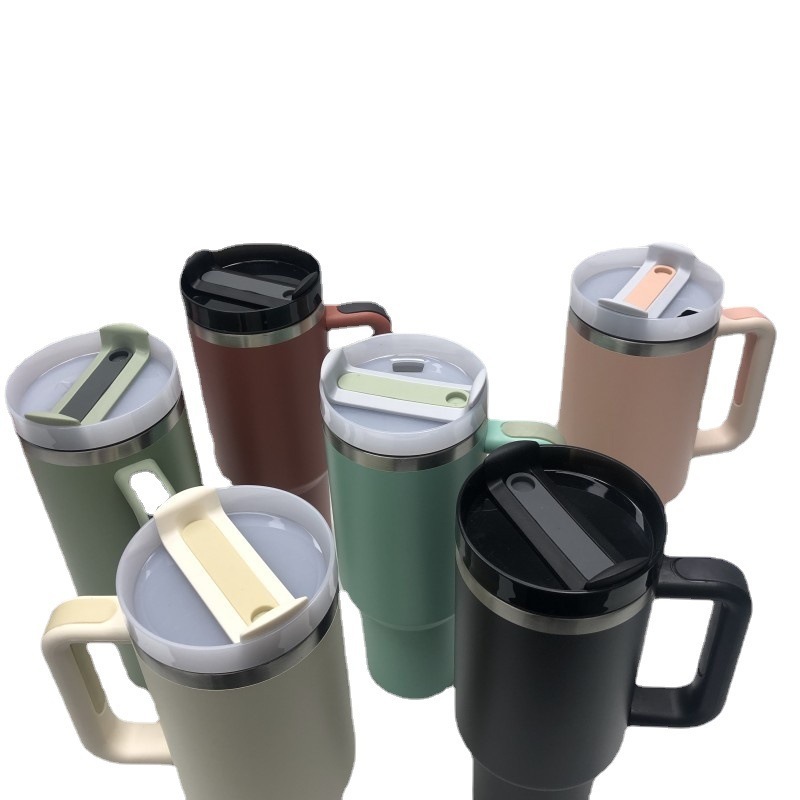 Blank Tumbler with Handle /coffee Beer Mug Wine Tumbler Cups Logo Sublimation Stainless Steel Customized 40 Oz Camping Mugs