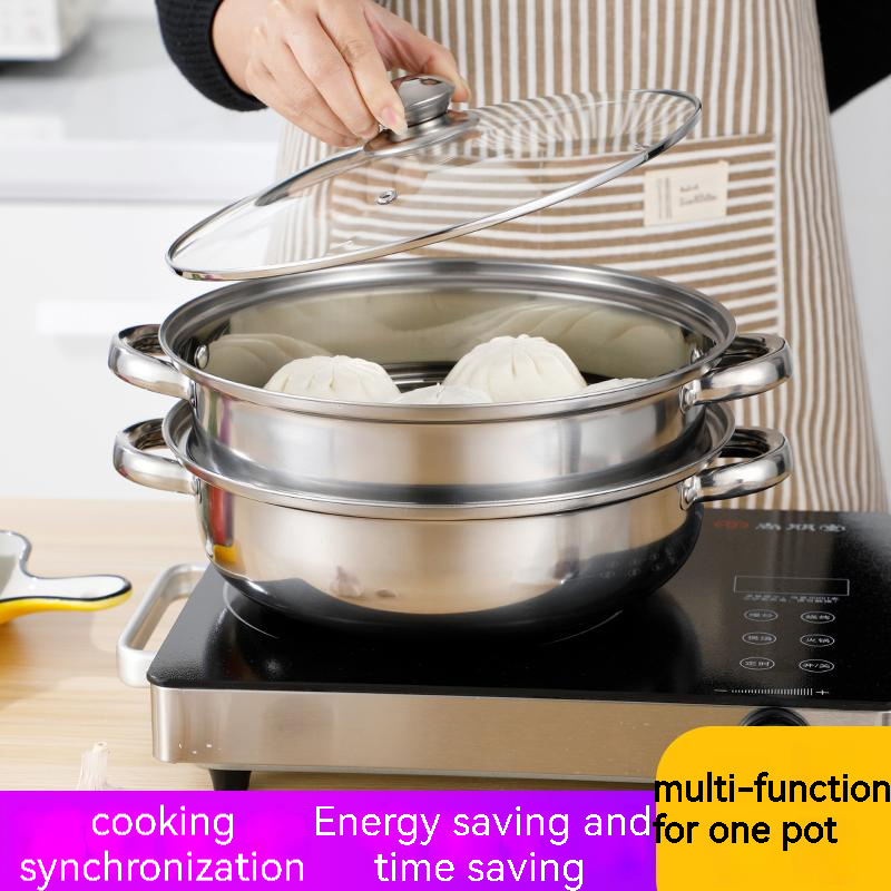 Wholesale Kitchenware Multi Function Stainless Steel Multi Layer Steamer Soup Pot for Home Gas Stove Induction Cooker