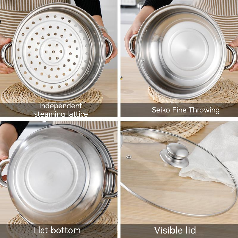 Wholesale Kitchenware Multi Function Stainless Steel Multi Layer Steamer Soup Pot for Home Gas Stove Induction Cooker