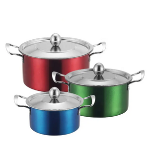 2023 High Quality Cheap Stainless Steel Color Cookware Sets 16/18/20cm Cooking Pots Casserole for Kitchen Restaurant