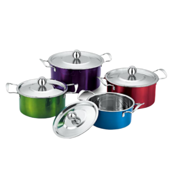 2023 High Quality Cheap Stainless Steel Color Cookware Sets 16/18/20cm Cooking Pots Casserole for Kitchen Restaurant