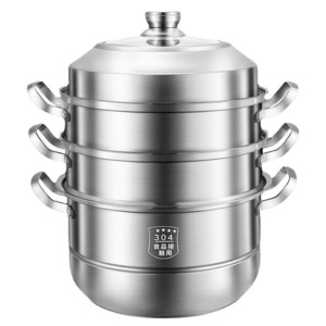 Wholesale 304 Stainless Steel Thickened Steamer Pot Multi-layer Soup Pot Casserole with Steel Handle Induction & gas Cooker