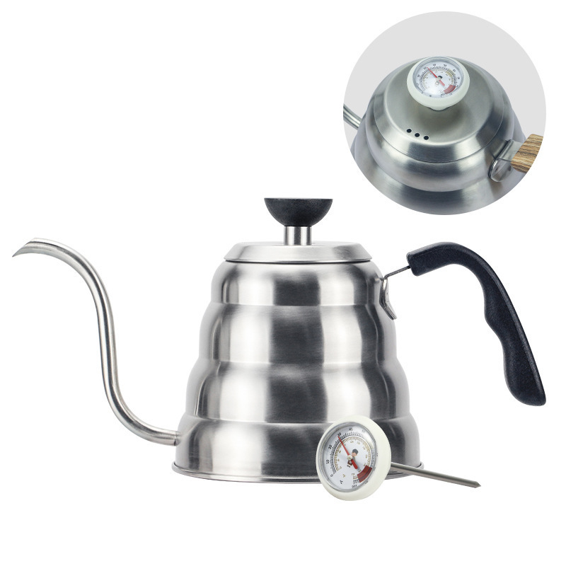 High Quality Coffee Kettle 304 Stainless Steel Cloud Teapot Hand Brewed Coffee Pot Coffee Maker With Thermometer