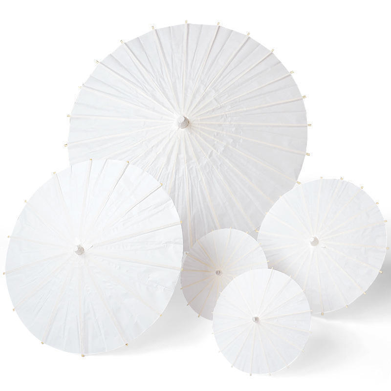 Janelove Wholesale Chinese Cheap White Wedding Paper Parasol Umbrella with Custom Logo Wedding Decorations