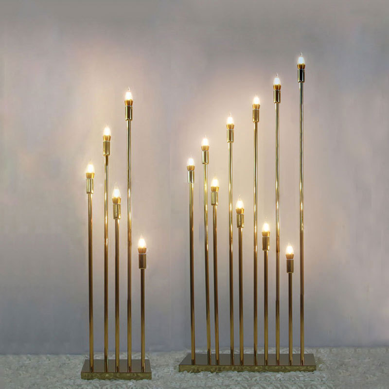 10 Heads LED Candelabra Wedding Party Decorative Luxury Gold Table Centerpiece Wholesale