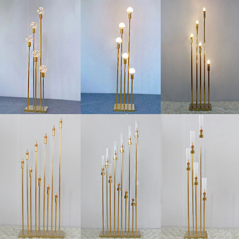 10 Heads LED Candelabra Wedding Party Decorative Luxury Gold Table Centerpiece Wholesale