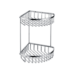 Dual tier 304 stainless steel bath rack corner wire shower shelf