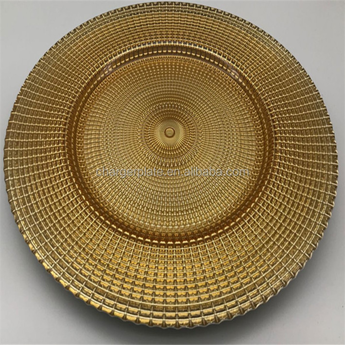 Modern Gold Color Glass Dessert Wedding Charger Plate