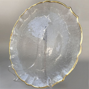 2019 New Design Clear Gold Silver Glass Charger Plate