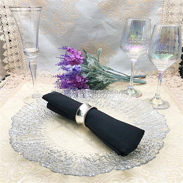 Silver Reef Flower Shaped Glass Charger Plate Wholesale Elegant Tableware Dinnerware