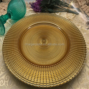 Modern Gold Color Glass Dessert Wedding Charger Plate