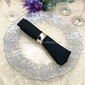 Silver Reef Flower Shaped Glass Charger Plate Wholesale Elegant Tableware Dinnerware