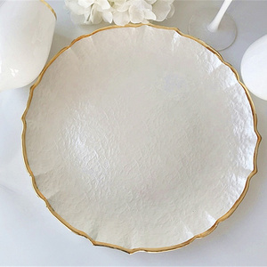 Elegant Underplate New Fancy White Pearl Gold Rim Charger Plate