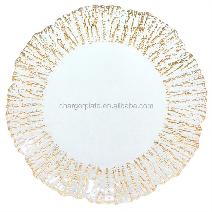 Silver Reef Flower Shaped Glass Charger Plate Wholesale Elegant Tableware Dinnerware