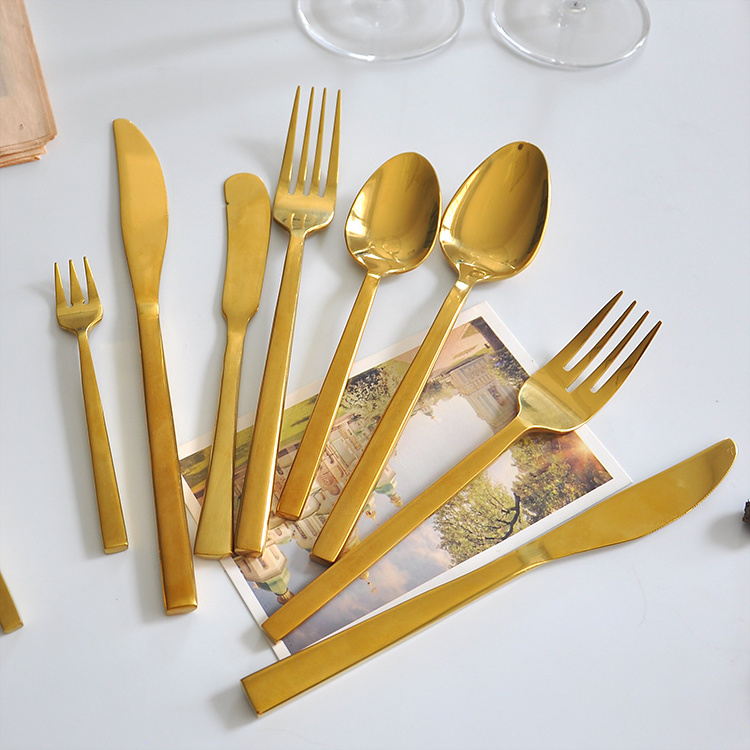 Gold Silver Black Rose gold Stainless Steel 18 10 Flatware sets for catering