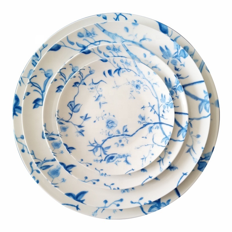 Bulk peru home goods light blue ceramic plates set 10.5 inch dinner plates for catering