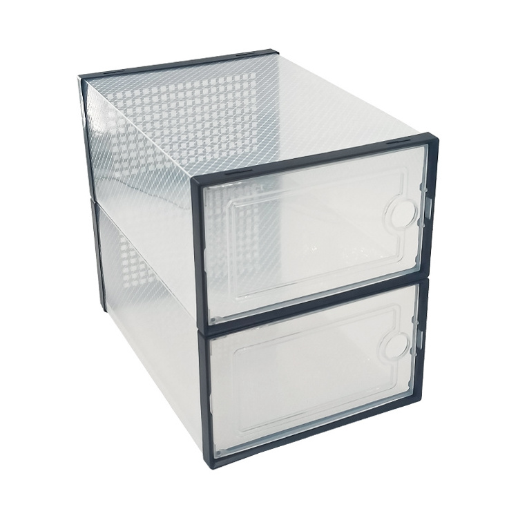 Wholesale Transparent Plastic Sneaker Stackable Shoe Storage Boxes Clear Shoe Box