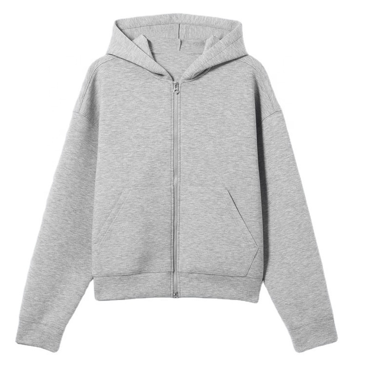 High Quality Manufacturers Drop Shoulder Plain Luxury Heavy Weight French Terry Oversized 500gsm Zip up Men Cropped Boxy Hoodie