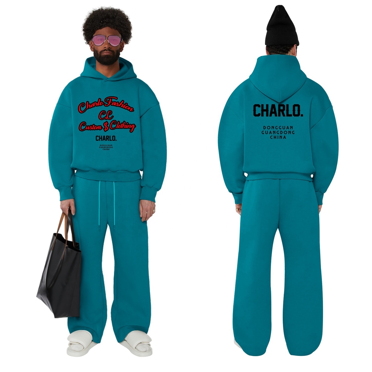 Hot Selling Custom Heavyweight Cotton Oversized Tech Fleece Sweatsuit Tracksuit Flared Sweatpants and Hoodie Sets Men