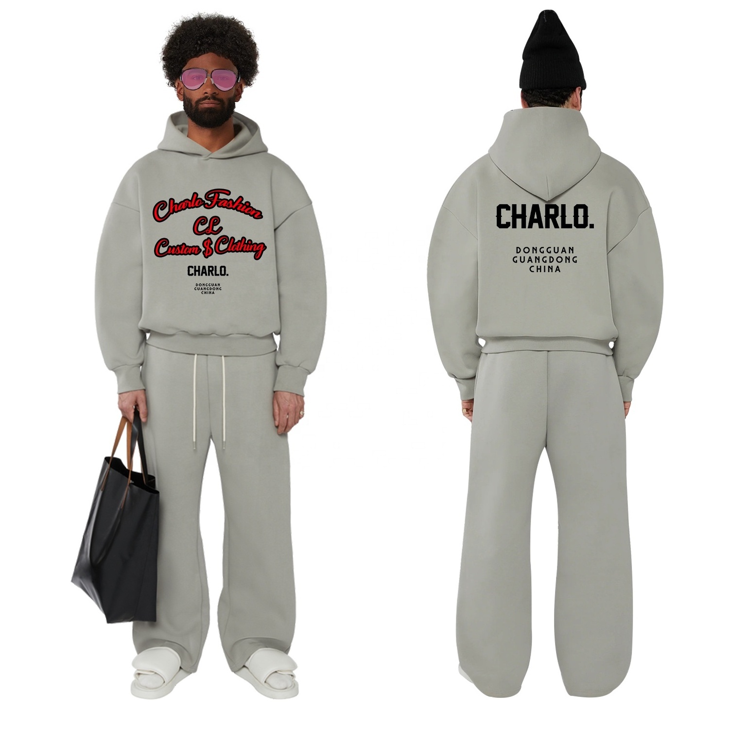 Hot Selling Custom Heavyweight Cotton Oversized Tech Fleece Sweatsuit Tracksuit Flared Sweatpants and Hoodie Sets Men