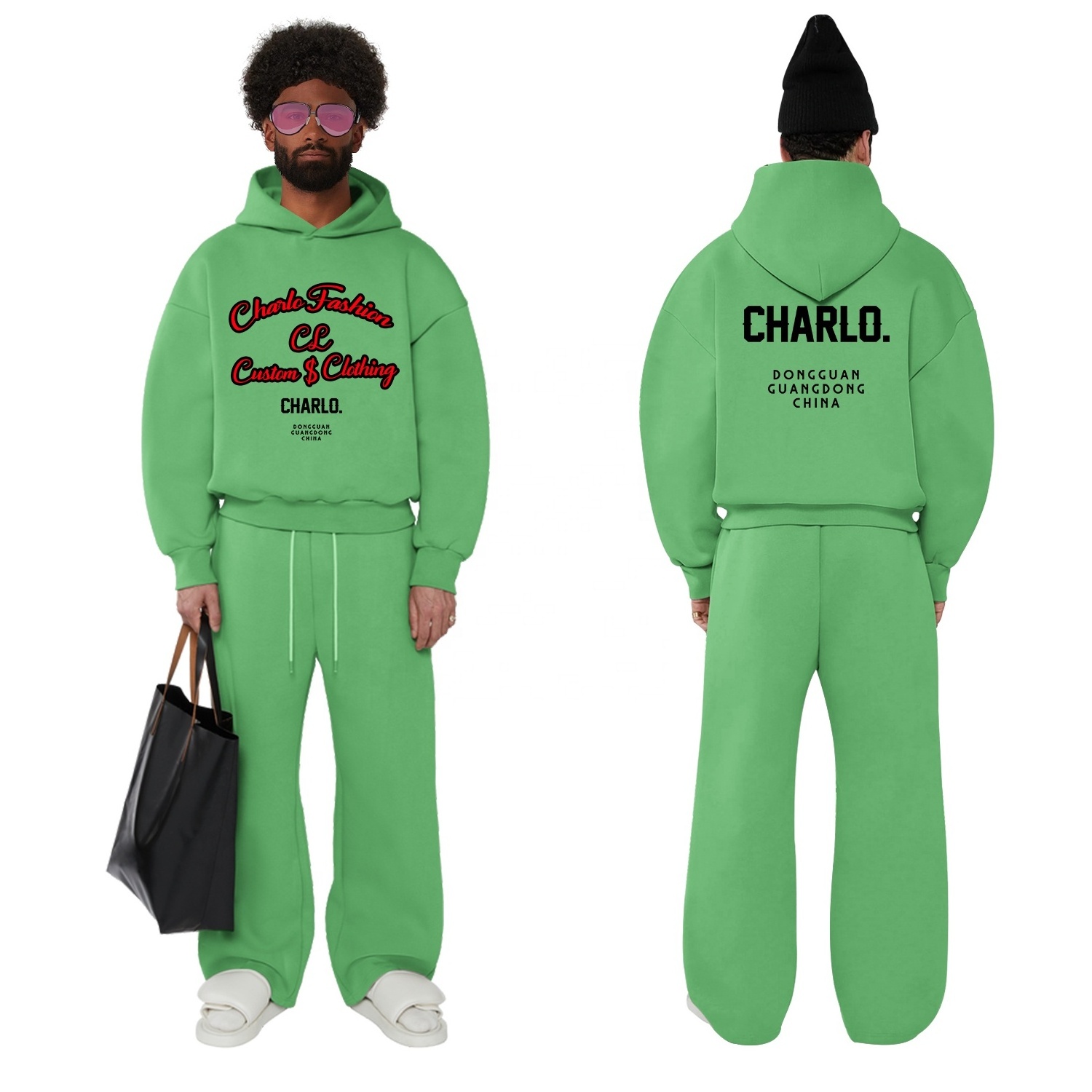 Hot Selling Custom Heavyweight Cotton Oversized Tech Fleece Sweatsuit Tracksuit Flared Sweatpants and Hoodie Sets Men