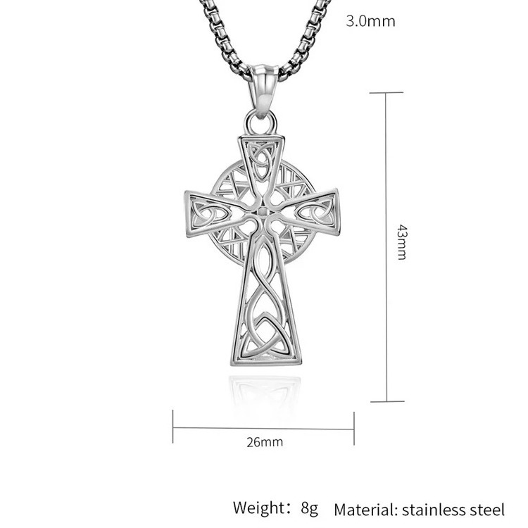 Wholesale Viking Celtic Vintage Jewelry Titanium Steel Cross Pendant Stainless Steel Men's Pendant Necklace