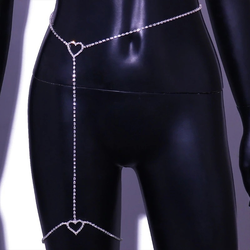 Fashion Hollowed-out Love Waist Chain Body Chains Ornament Full Diamond Sexy Heart-Shaped Leg Bracelet Body Chain