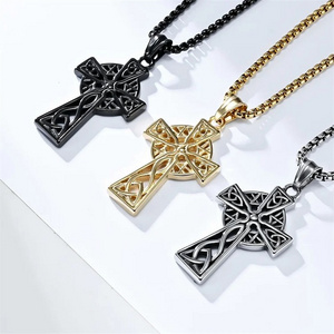 Wholesale Viking Celtic Vintage Jewelry Titanium Steel Cross Pendant Stainless Steel Men's Pendant Necklace